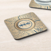 プリント基板の電子工学の銅のモノグラム コースター (左側)