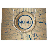 プリント基板の電子工学の銅のモノグラム ラージペーパーバッグ (正面)