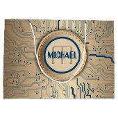 プリント基板の電子工学の銅のモノグラム ラージペーパーバッグ (裏面)