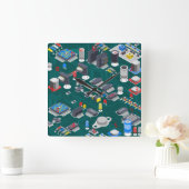 プリント基板(PCB)赤LED スクエア壁時計 (ホーム)