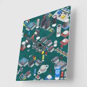 プリント基板(PCB)赤LED スクエア壁時計 (傾斜)