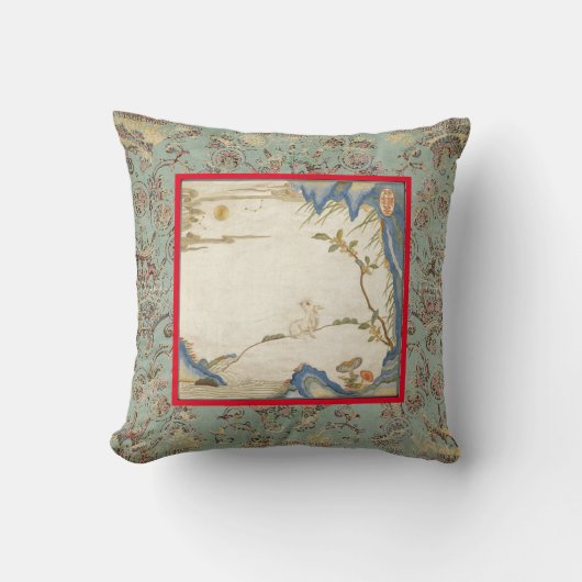 プリント枕木綿日本ののバンニと月 クッション (正面)