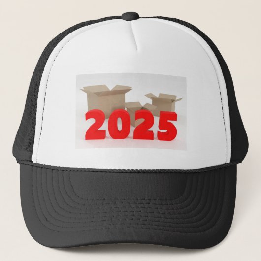 プリント済み2025年画像の開いた箱 キャップ (正面)