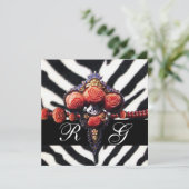 プリント赤サンゴバラ、白黒ゼブラ肌 招待状 (スタンド正面)