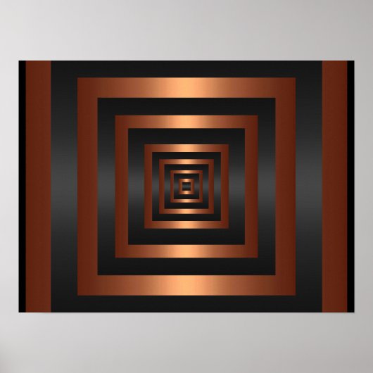 プリント長方形ビジョンブラック&カッパー ポスター (正面)