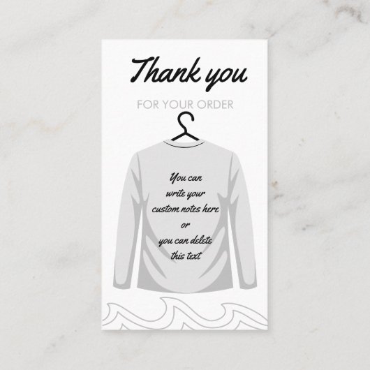 プリント長袖シャツ洗浄気に指示 名刺 (裏面)