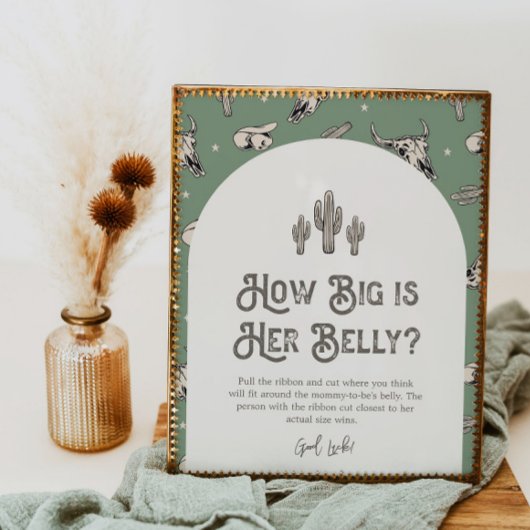 プリント8x10 Western How Big is Her Belly Sign