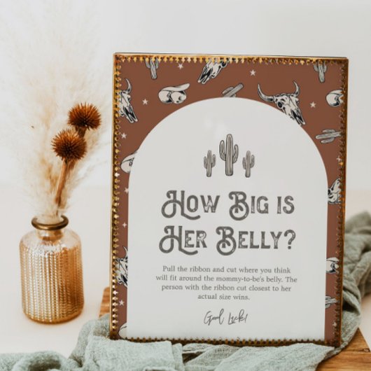 プリント8x10 Western How Big is Her Belly Sign