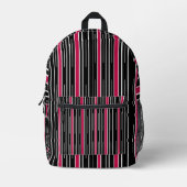 プリント カット シュー バッグ ブラック＆ホワイト、ピンク ストライプ (正面)