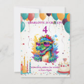 プリント&パーソナライズされたダウンロード女の子誕生日 招待状 (裏面)