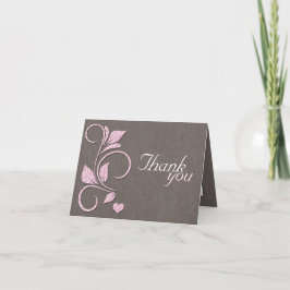 プリント ピンク グリッター ラスティック サンクス カード