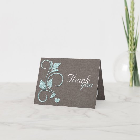 プリント ブルー グリッター ラスティック サンクス カード (正面)