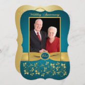 プリント リボン おしゃれな形 ６５周年 誕生日 招待状 (正面/裏面)