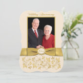 プリント リボン おしゃれな形 ６５周年 誕生日 招待状 (スタンド正面)