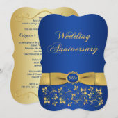 プリント リボン おしゃれな形 60周年 誕生日 招待状 (正面/裏面)