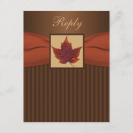 プリント リボン 秋の葉 ストライプ ウェディング RSVP