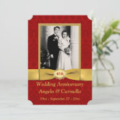 プリント リボン 結婚40周年 記念日 招待状 (スタンド正面)