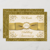 プリント リボン 花柄 50周年 誕生日 招待状 (正面/裏面)