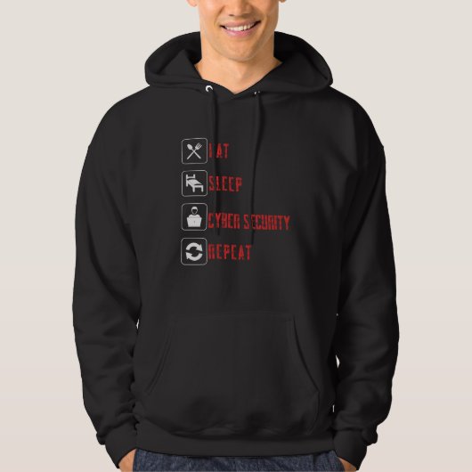 プリント Eat Sleep Cyber Security Repeat and Protect プ パーカ (正面)