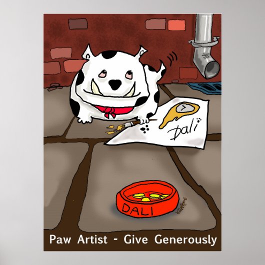プリント"Paw Artist Dali" - by Kev Moore ポスター (正面)