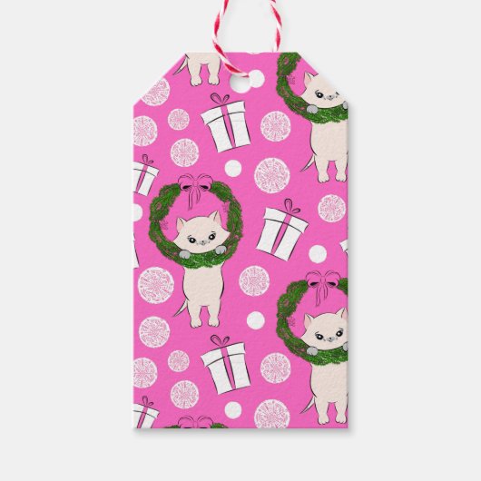 プリンフェスティバル：ピンク子猫ワインバッグ ギフトタグ (正面)