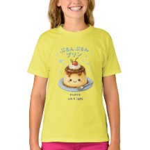 プリンプリン 和風 かわいい プリン Tシャツ