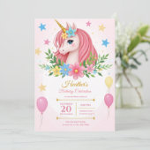 プリン特典！ユニコーンの魔法のような誕生日パーティーの招待状 招待状 (スタンド正面)
