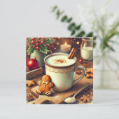 プリン特製 ヴィンテージ クリスマス ジンジャーブレッド ホットミルク 招待状 (スタンド正面)