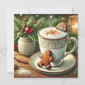 プリン特製 ヴィンテージ クリスマス ジンジャーブレッド ホットミルク 招待状 (裏面)