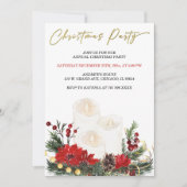 プリン特able レッド アンド ゴールド クリスマスパーティ 招待状 (正面)