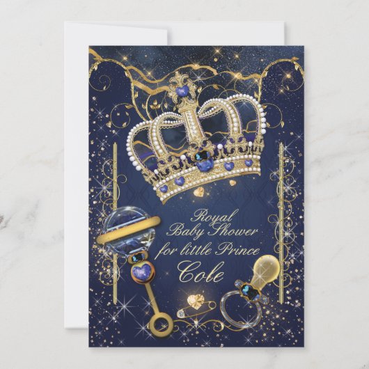 プリン王室のス男の赤ちゃんシャワー招待状 招待状 (裏面)