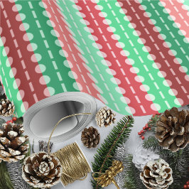 プリーツストライプ – クリスマス – 緑の赤ピンク ラッピングペーパー