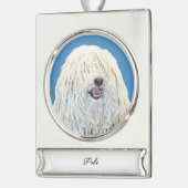プリ絵画ズ – かわいいオリジナルドッグアートシルバープレート シルバープレートバナーオーナメント (左)