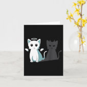 プルエビルデビルキャットハッピーハローウィンキャットエンジェルデヴィ カード (黄色い花)