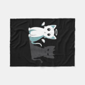 プルエビルデビルキャットハッピーハローウィンキャットエンジェルデヴィ フリースブランケット (正面(横))