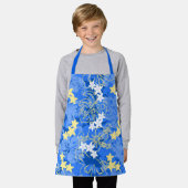 プルエレフアバタフライハイビスカスハワイアンブルー エプロン (着用した状態)