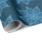 プルシアンブルーの串に刺すような花 ラッピングペーパー (ロールコーナー)