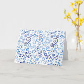 プルシアンブルーの水彩画はバースデー・カードを曲げます カード (黄色い花)