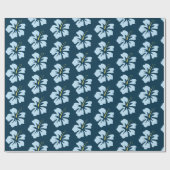 プルシアンブルーハイビスカスのライトブルー ラッピングペーパー (フラット)