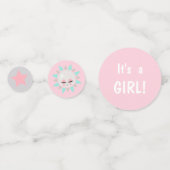 プルシエポニーピンクガールベビーシャワー コンフェッティ (正面)