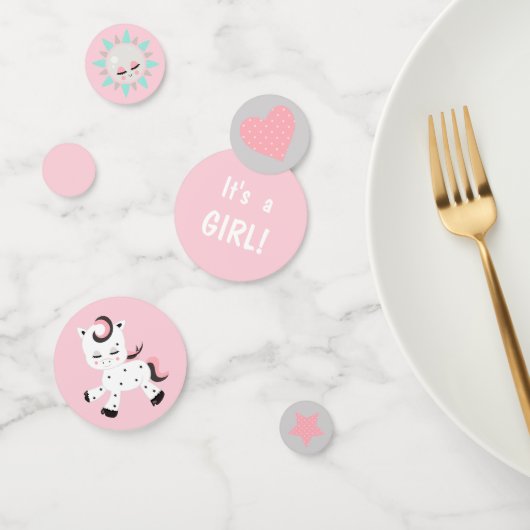 プルシエポニーピンクガールベビーシャワー コンフェッティ (グループ)