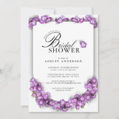 プルプエレガントムーン薄紫アーチフローラブライダルシャワー 招待状 (正面)