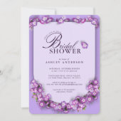 プルプエレガントムーン薄紫アーチフローラブライダルシャワー 招待状 (正面)