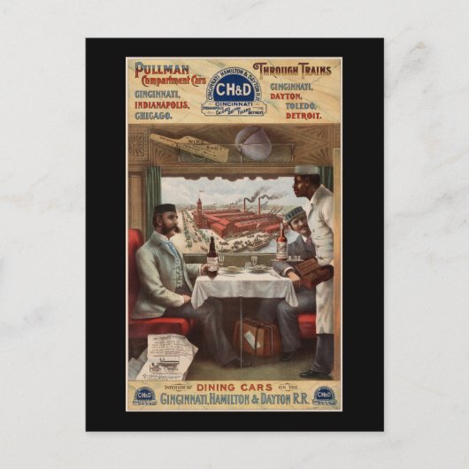 プルマン車と直通列車 ポストカード (正面)