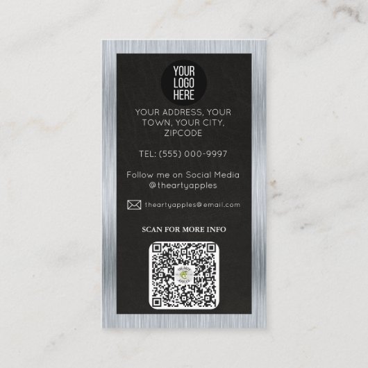 プルムーブラックレザー及びシルバーメタル 名刺 (裏面)