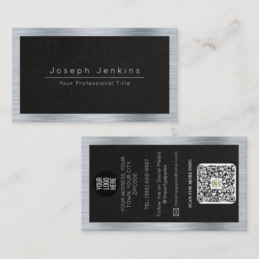 プルムーブラックレザー及びシルバーメタル 名刺 (正面/裏面)