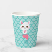 プルメイドマーメイド子猫ターコイズ誕生日パーティー 紙コップ (正面)