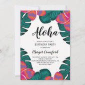 プルメリアとグリーンのトロピカルな誕生日パーティー 招待状 (正面)