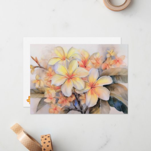 プルメリアとショウガ ノートカード (正面/裏面インサイチュ)