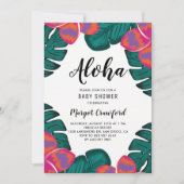 プルメリアと緑の熱帯性ベビーシャワー 招待状 (正面)